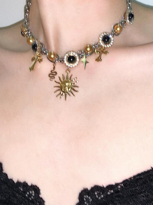 Medusa Sun Pendant Choker