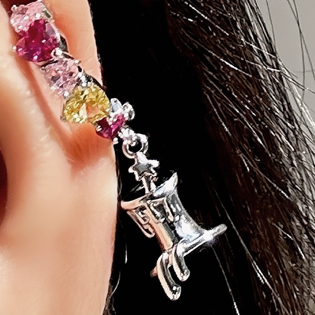 Melted Candle Zircon Hoop Earring