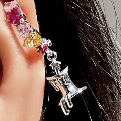 Melted Candle Zircon Hoop Earring