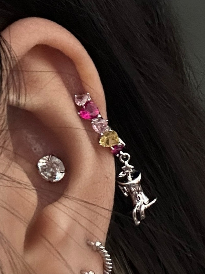 Melted Candle Zircon Hoop Earring