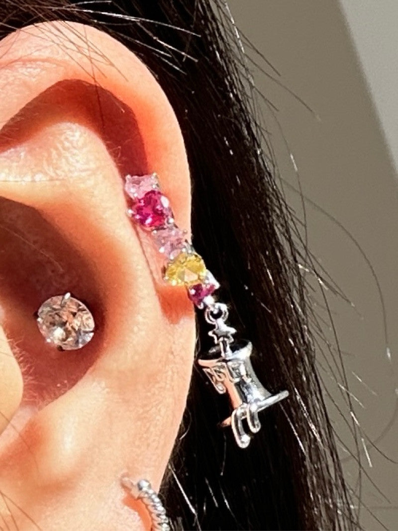 Melted Candle Zircon Hoop Earring