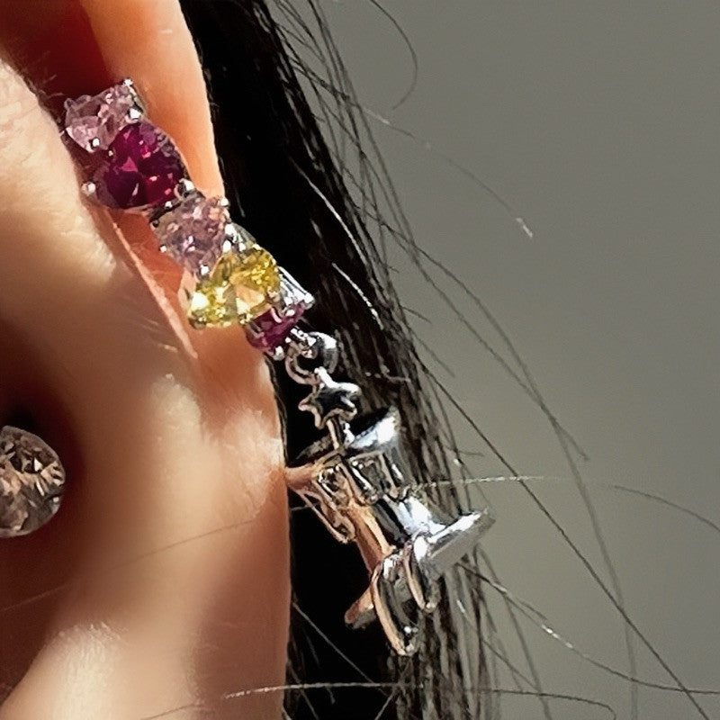 Melted Candle Zircon Hoop Earring