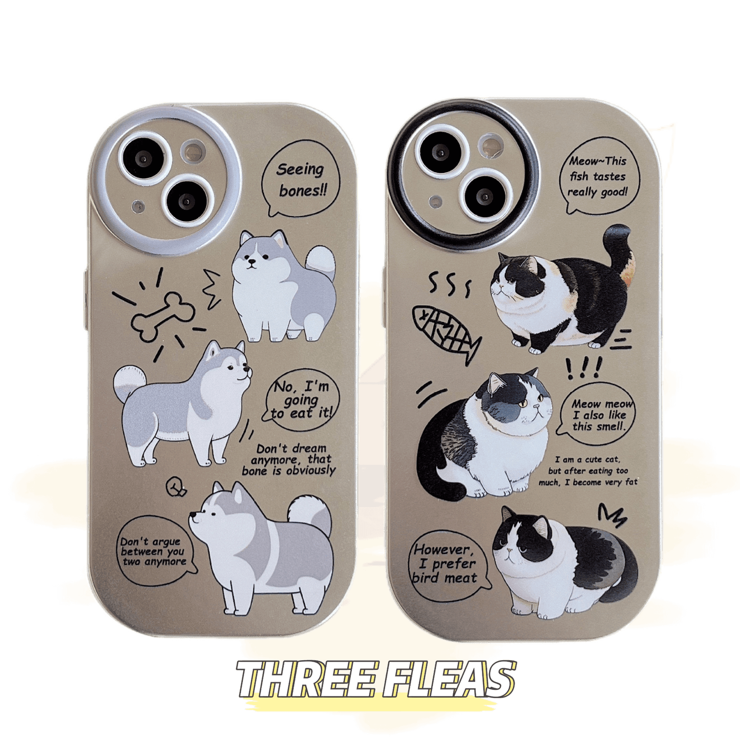 [ Meme Case ] Comics cat and dog plating phone case