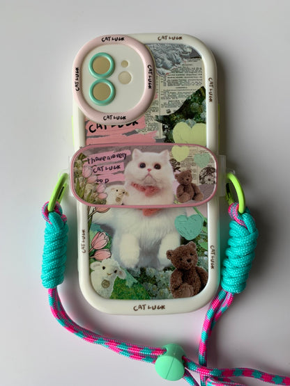 Meme Cute Cats Printed Phone Case With Clip