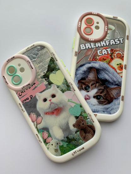 Meme Cute Cats Printed Phone Case With Clip