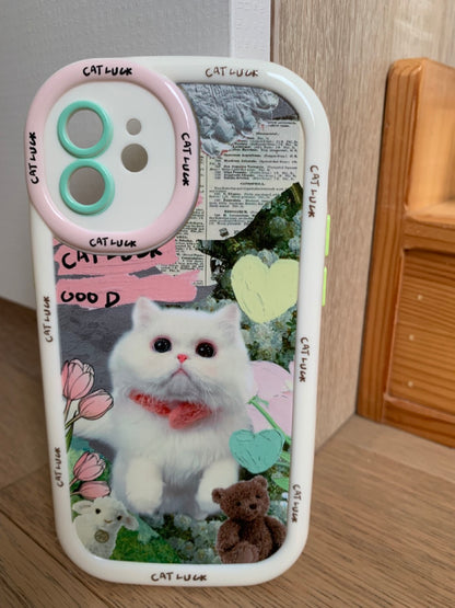 Meme Cute Cats Printed Phone Case With Clip