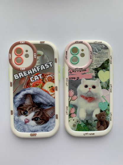 Meme Cute Cats Printed Phone Case With Clip