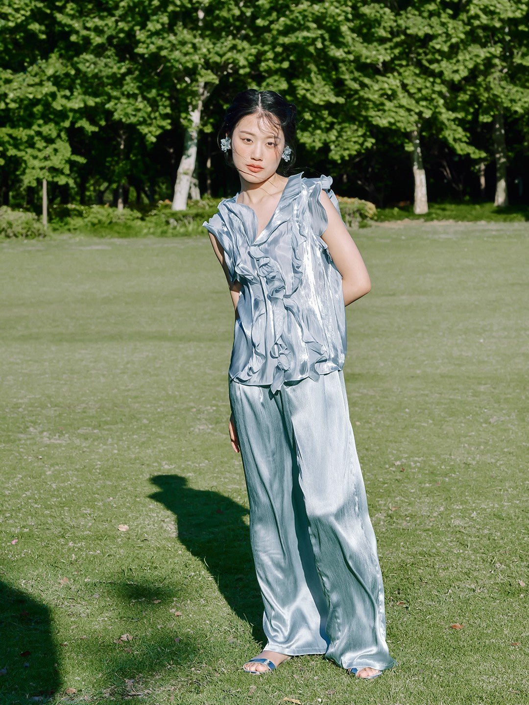 Mermaid Ruffles Sleeveless Tiered Suit