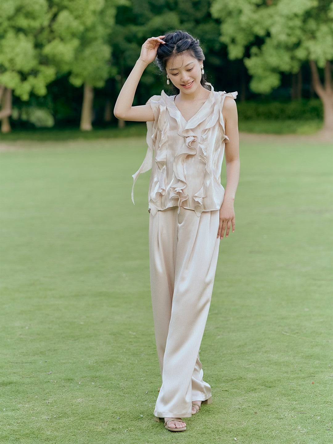 Mermaid Ruffles Sleeveless Tiered Suit