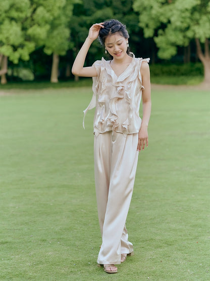 Mermaid Ruffles Sleeveless Tiered Suit