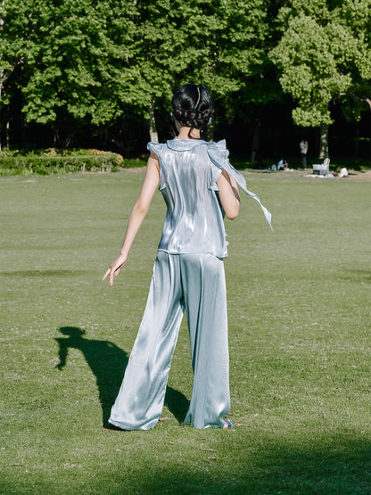 Mermaid Ruffles Sleeveless Tiered Suit