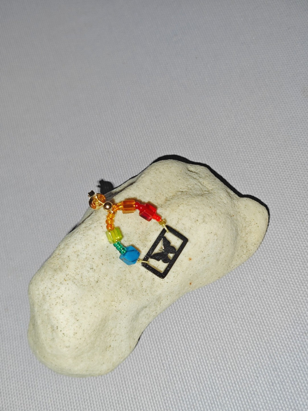 Metal Butterfly Beaded Rainbow Earrings