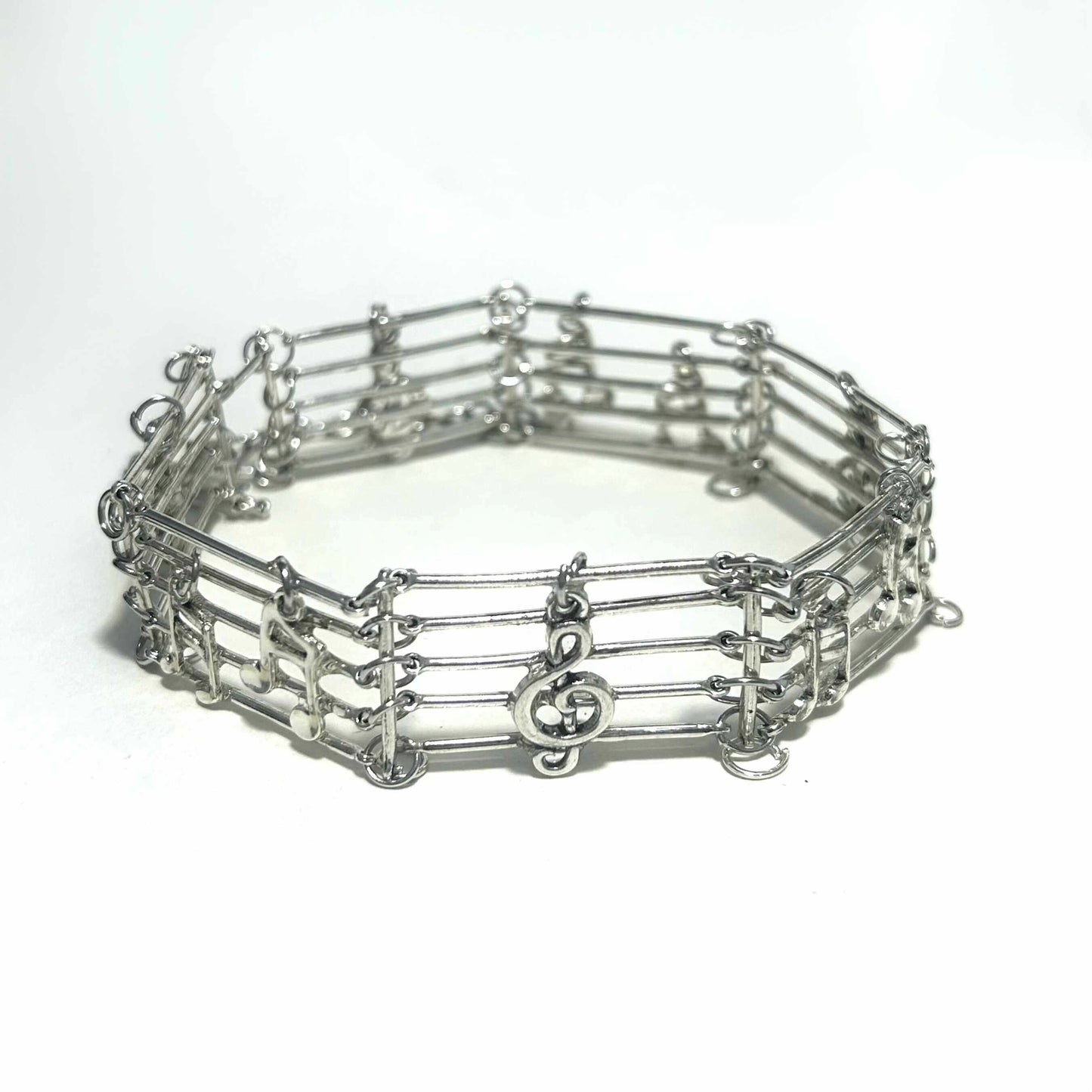Metal Music Staff Note Choker | Necklace | Three Fleas