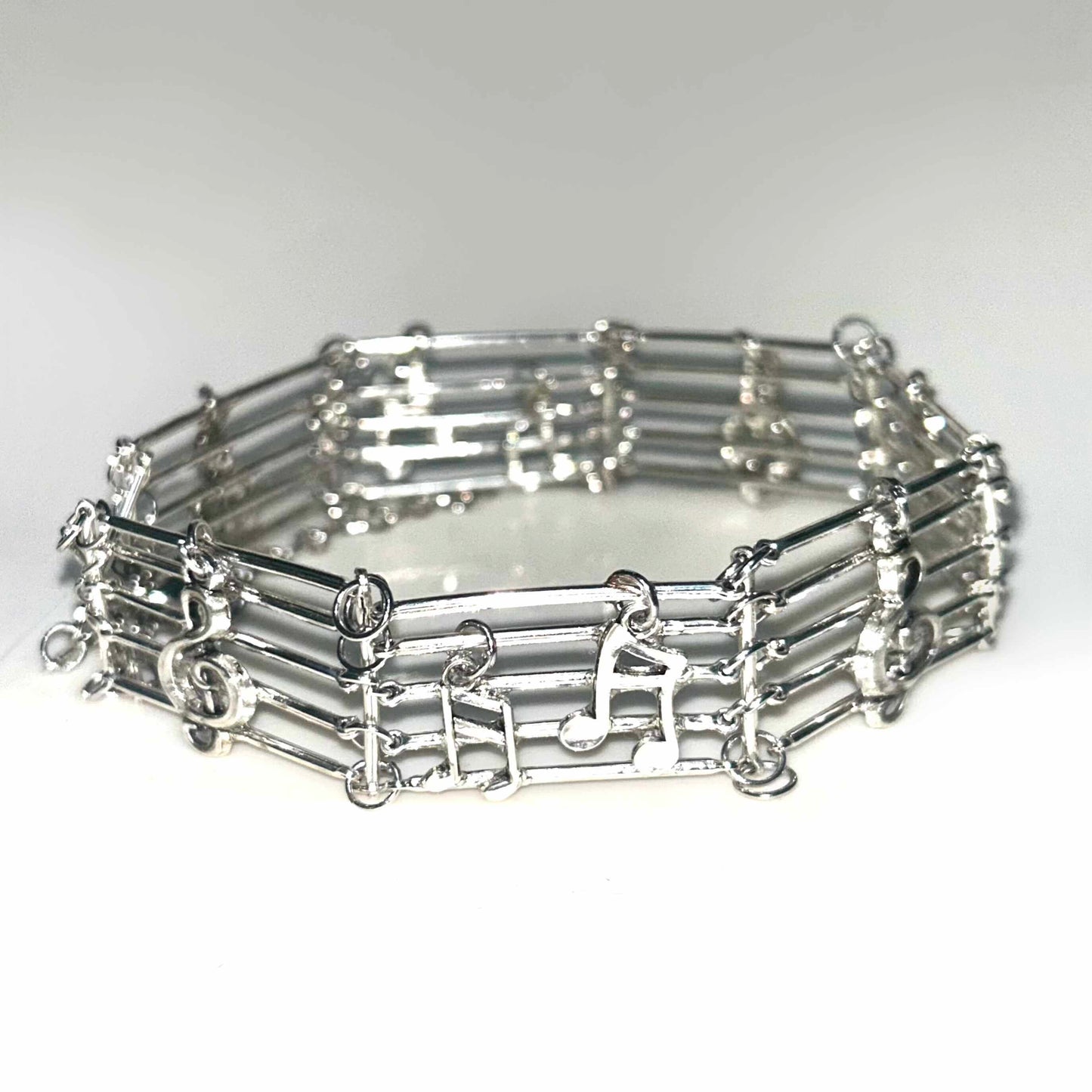 Metal Music Staff Note Choker | Necklace | Three Fleas