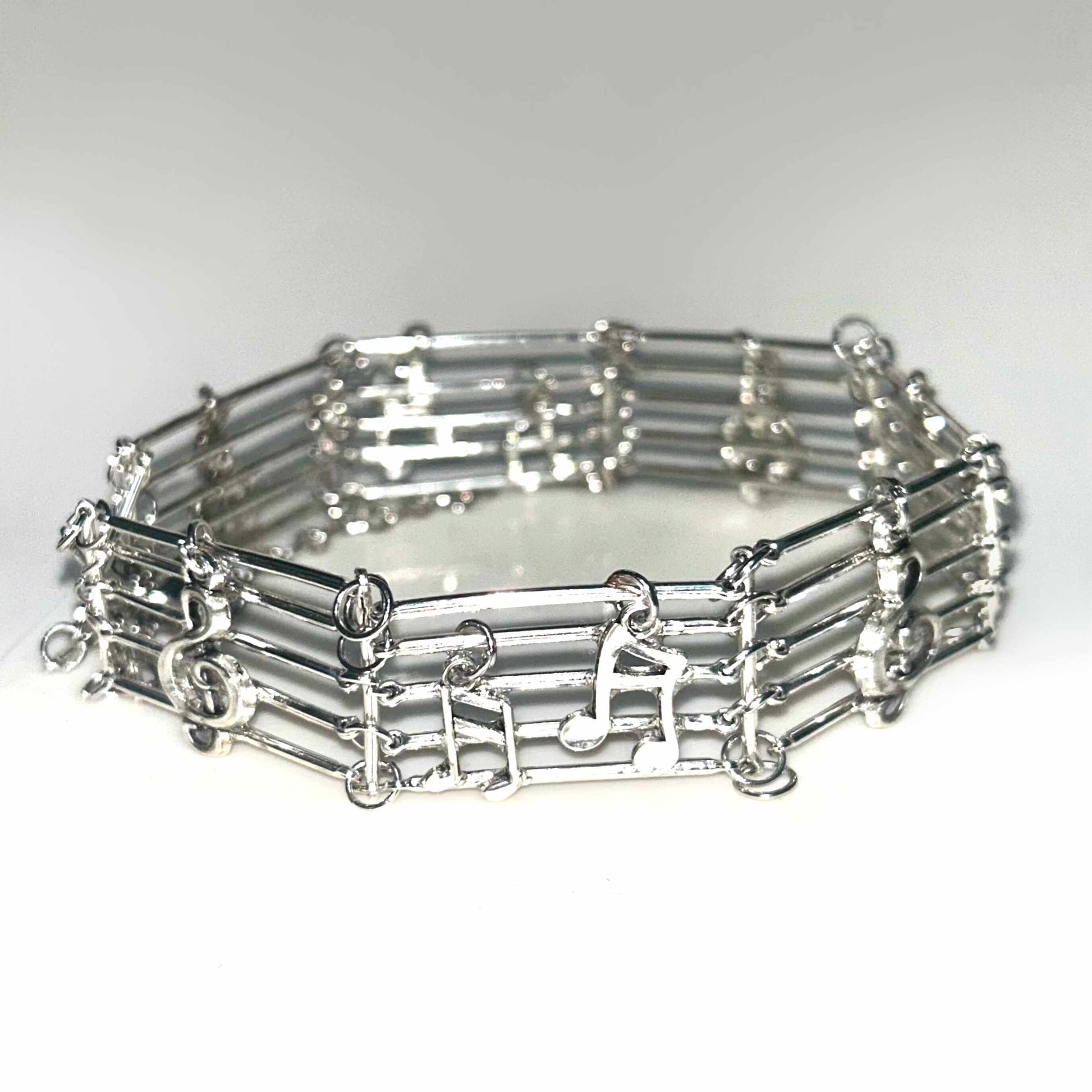 Metal Music Staff Note Choker | Necklace | Three Fleas