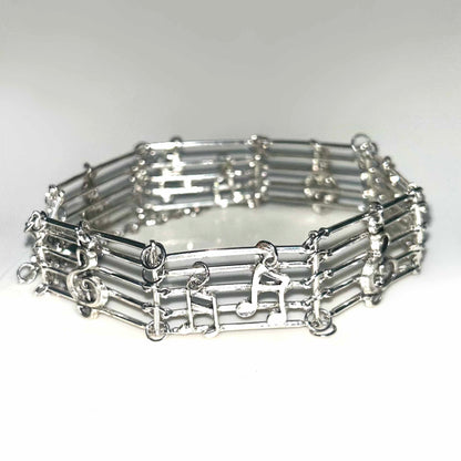 Metal Music Staff Note Choker | Necklace | Three Fleas