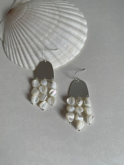 Metal Shell Beaded Drop Earrings