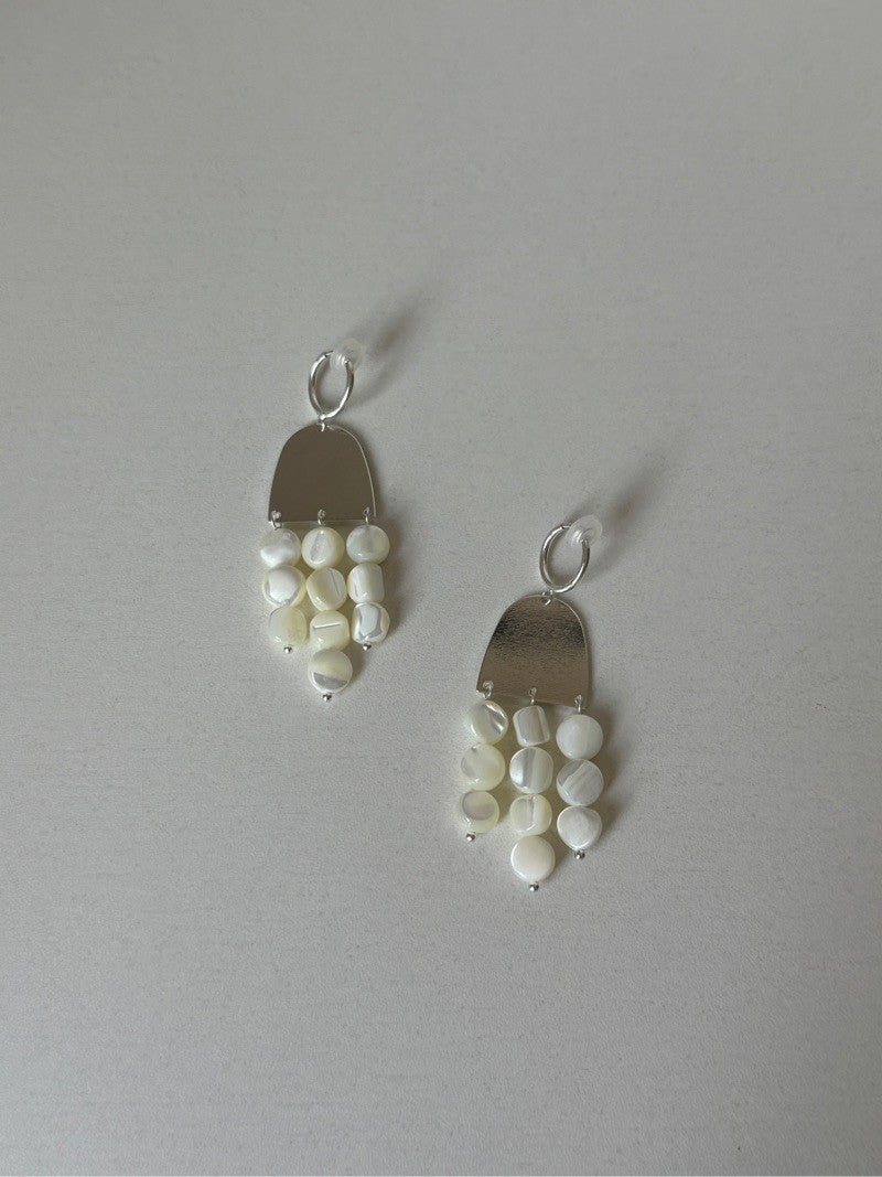 Metal Shell Beaded Drop Earrings
