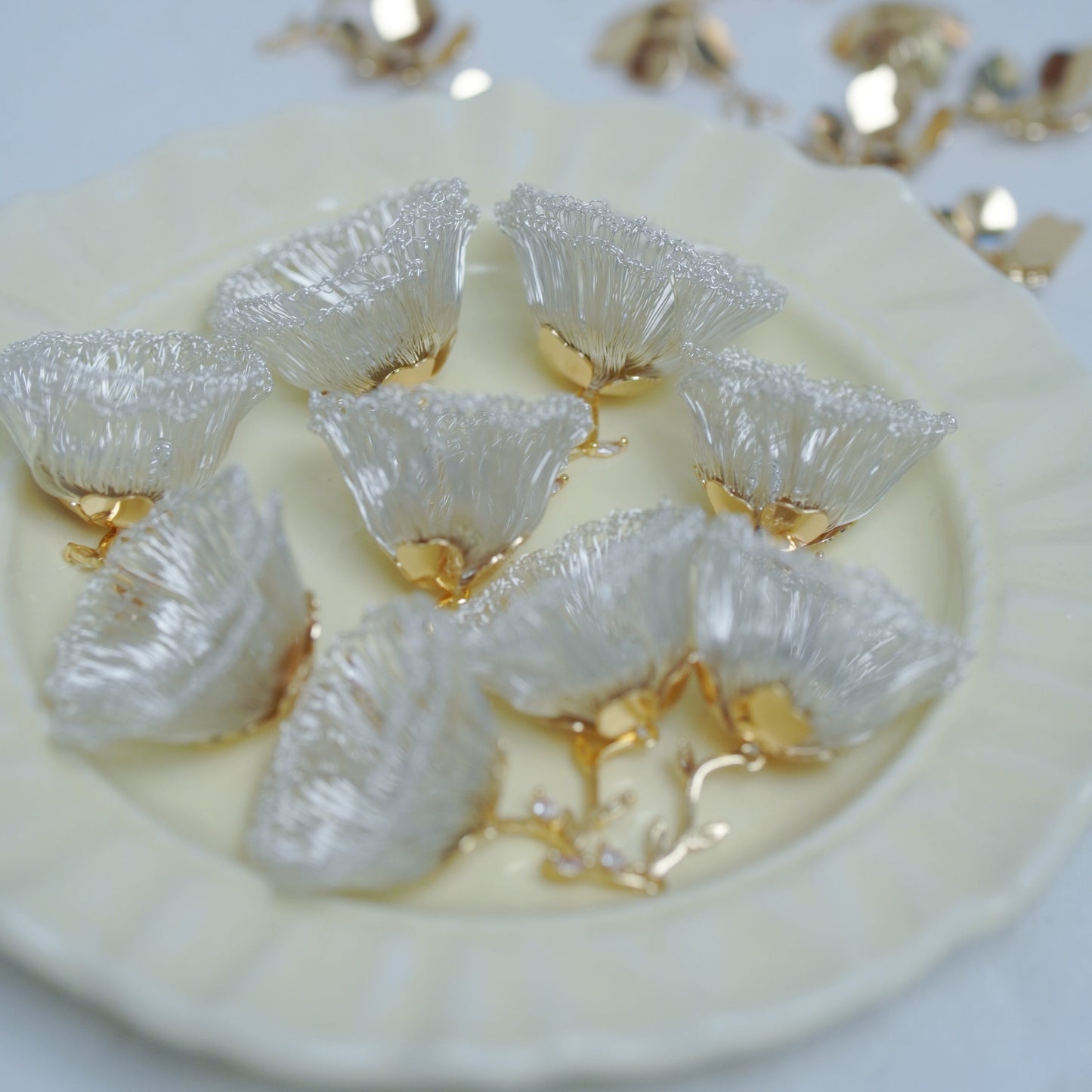 Metal Wire Lily of the Valley Flower Earrings