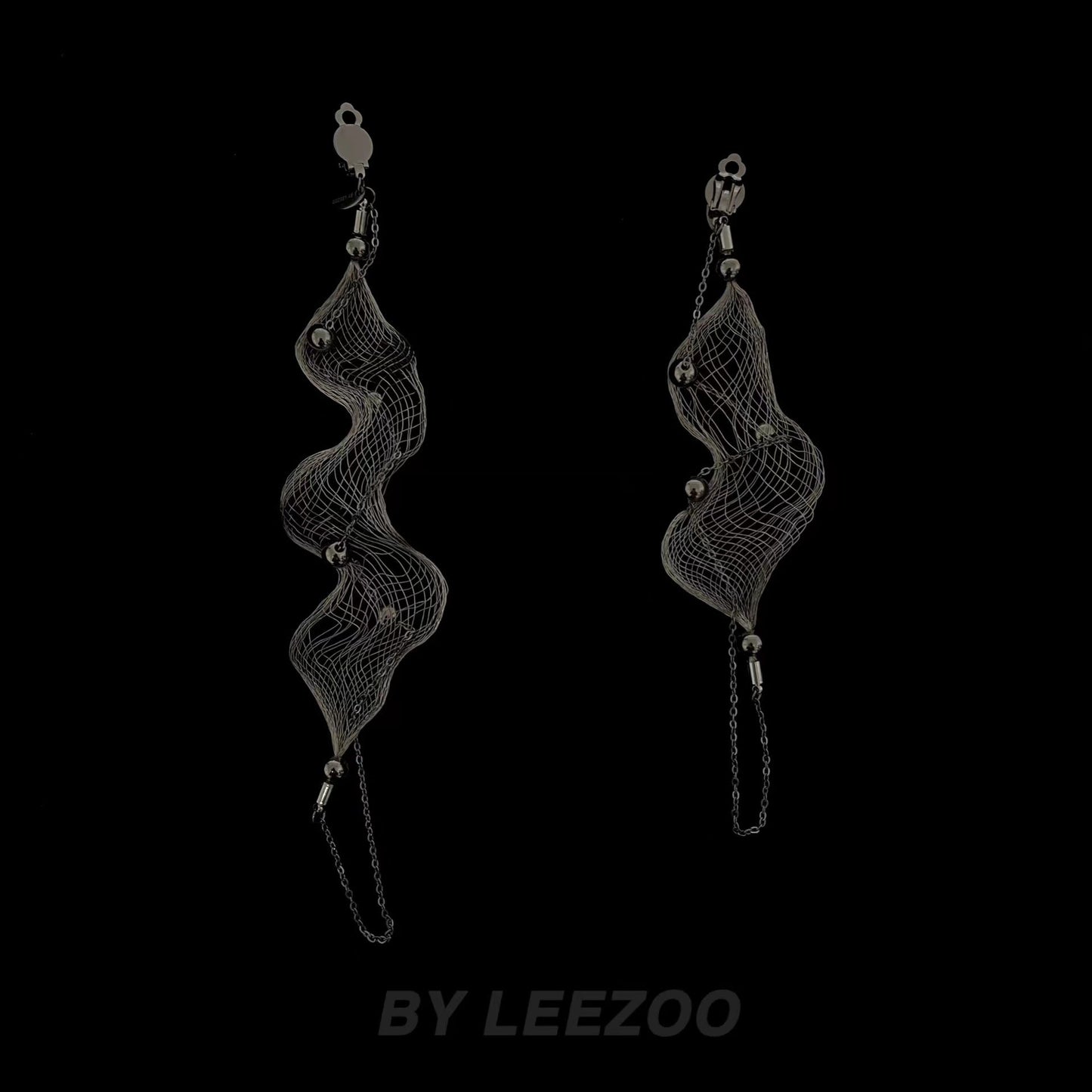 Metal Wire Woven Wave Long Earring