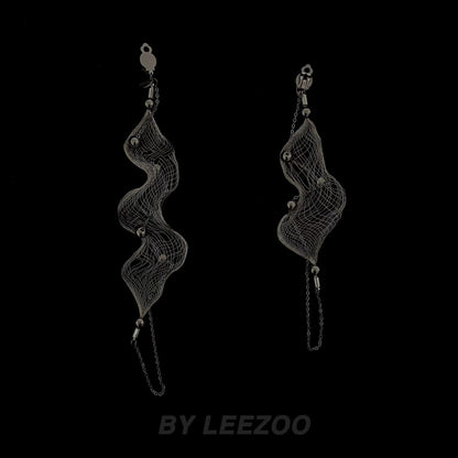 Metal Wire Woven Wave Long Earring