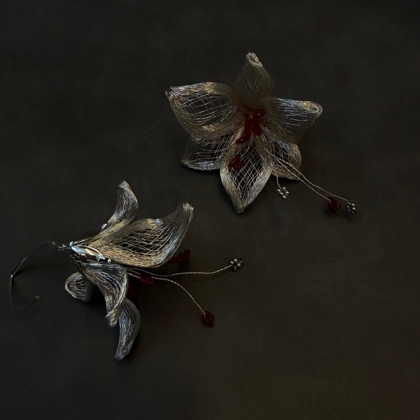 Metal Woven Lily Earrings