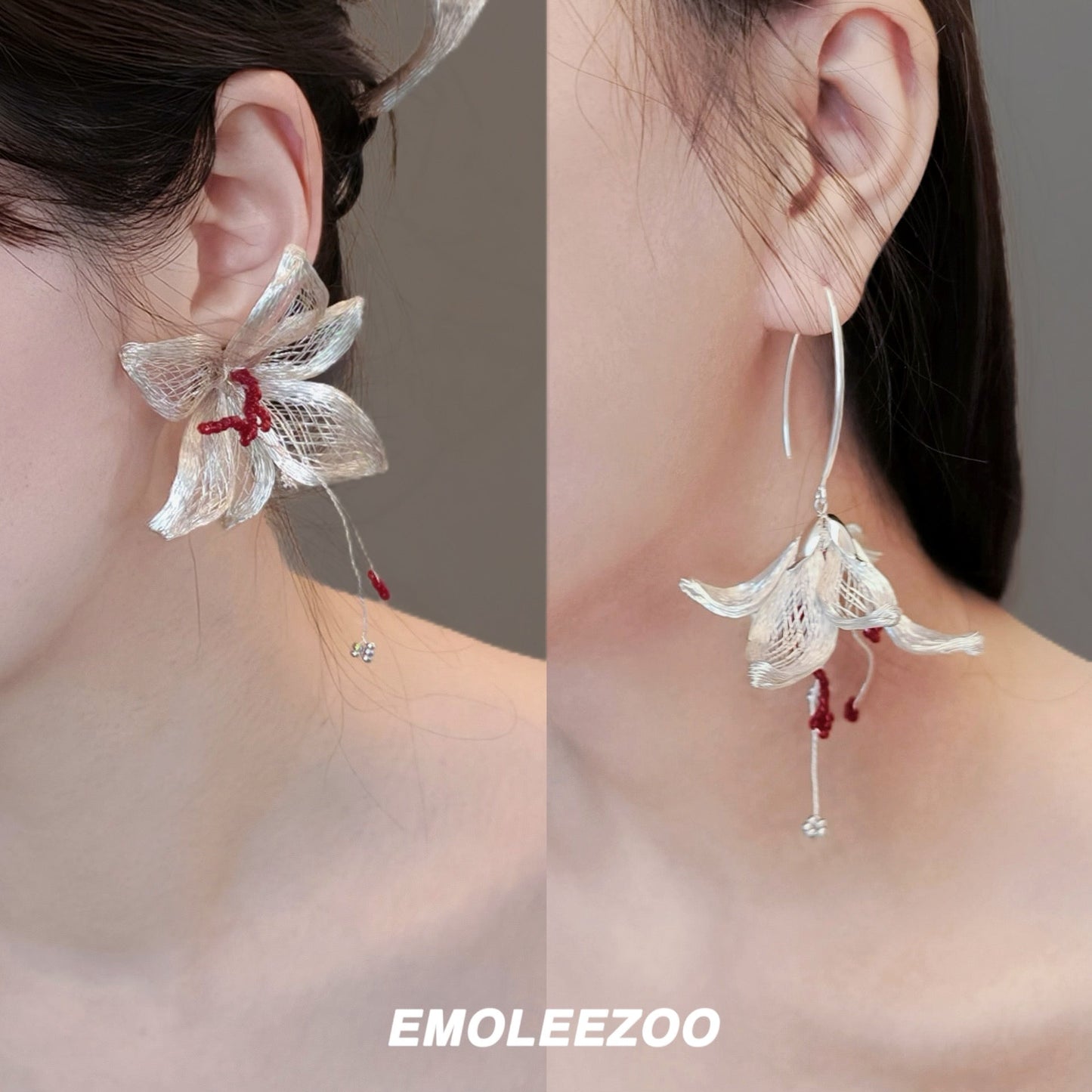 Metal Woven Lily Earrings