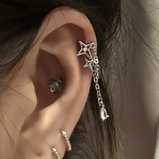 Meteor Threaded Screw Flat Black Earring