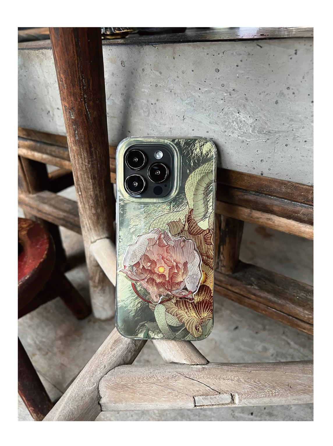 Midnight Bloom: Snake & Peony Neo-Chinese IMD Case