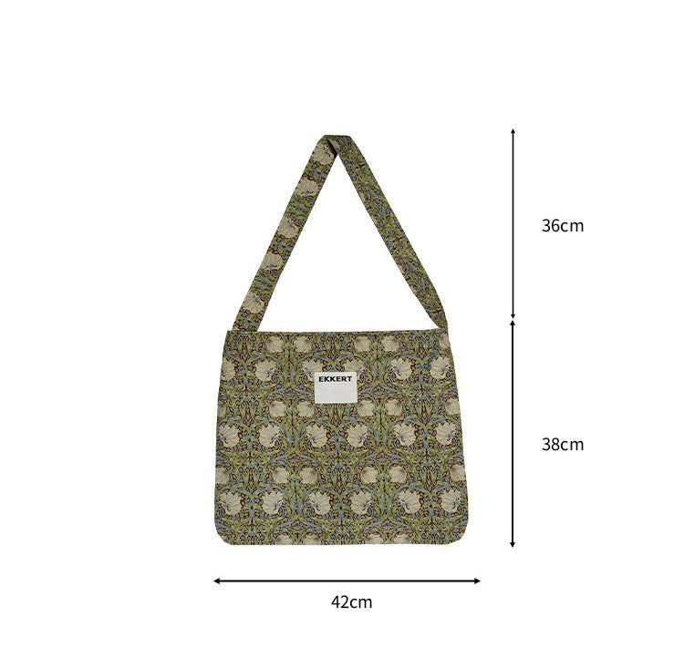 Midnight Bouquet: Artisanal Floral Canvas Crossbody Bag