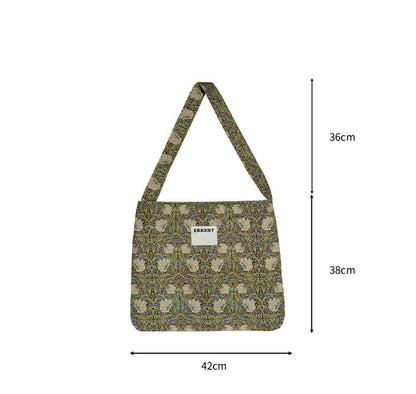 Midnight Bouquet: Artisanal Floral Canvas Crossbody Bag
