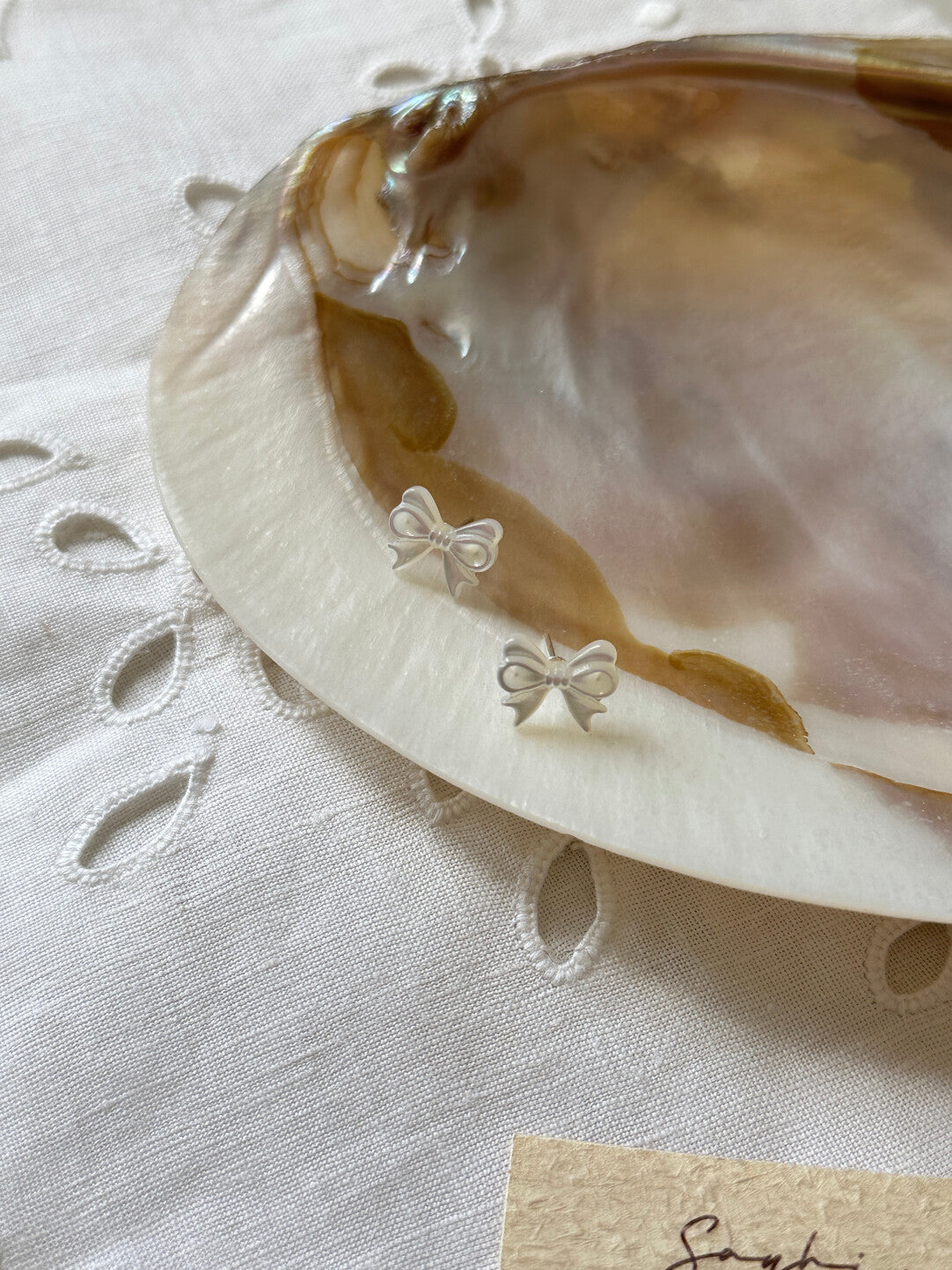Mini Bow Shell Earrings