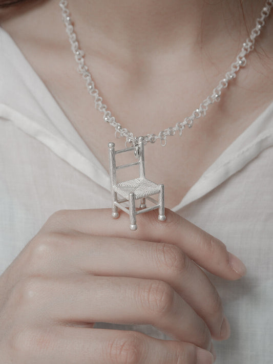 Mini Chair Silver Filigree Necklace