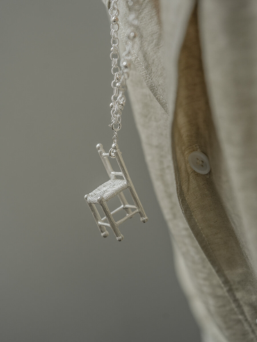 Mini Chair Silver Filigree Necklace
