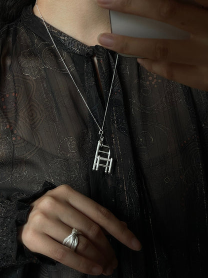 Mini Chair Silver Filigree Necklace