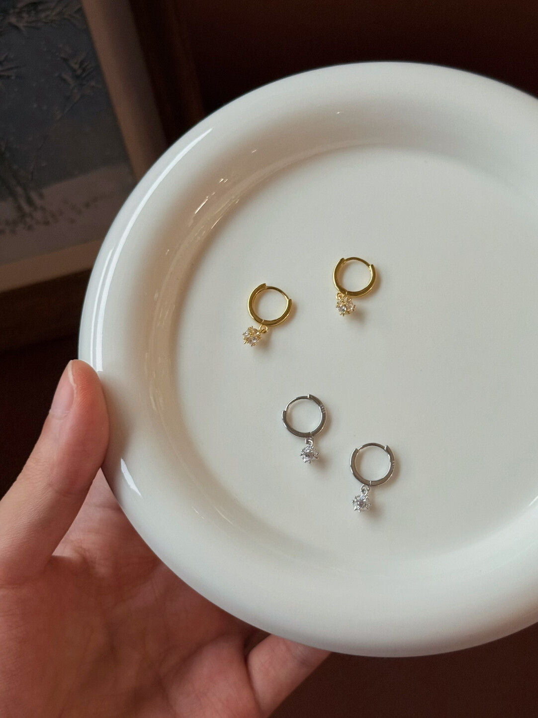 Minimal Zircon Hoop Earrings