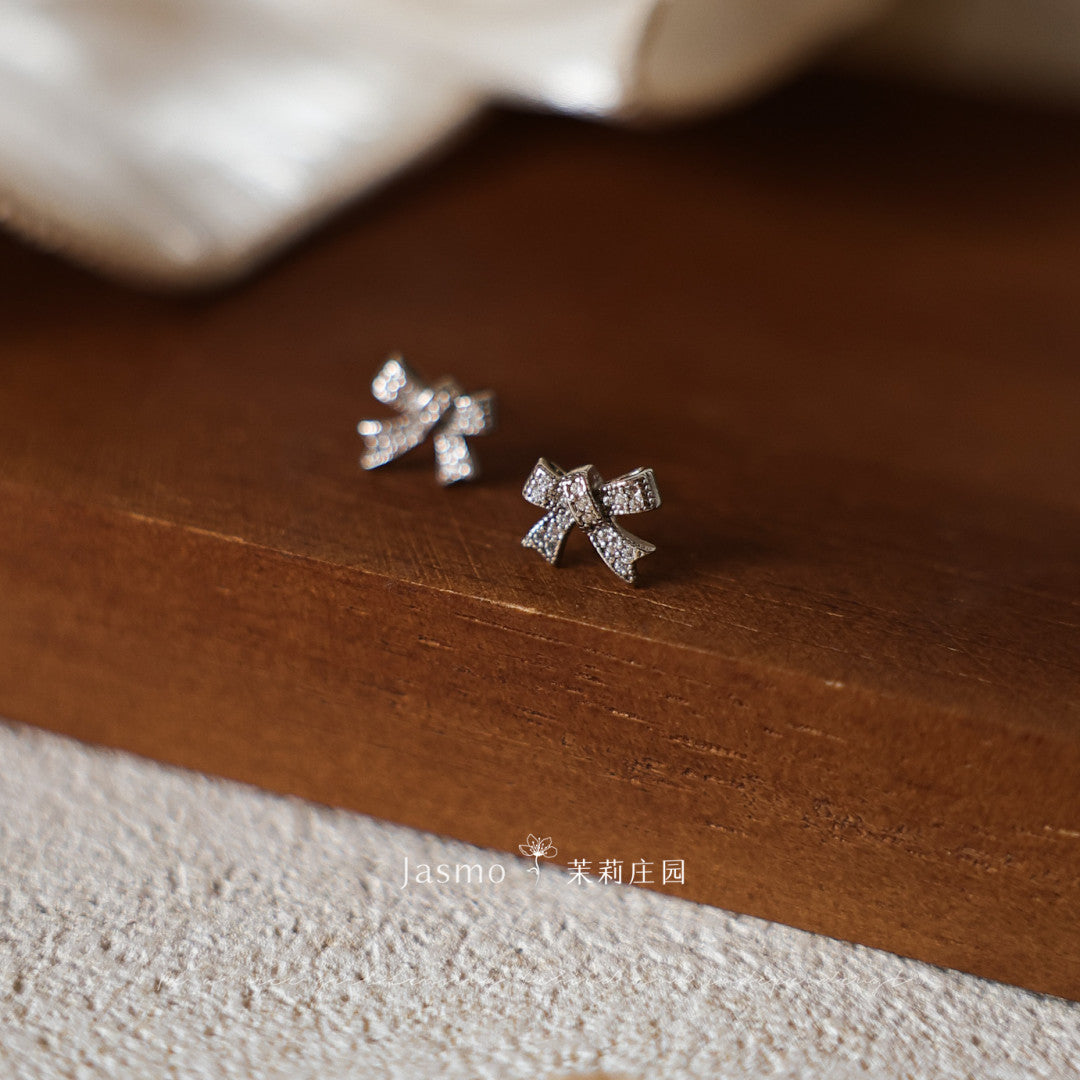 Minimalist Bow Silver Earrings