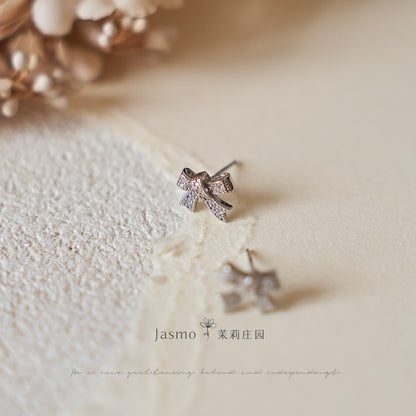 Minimalist Bow Silver Earrings