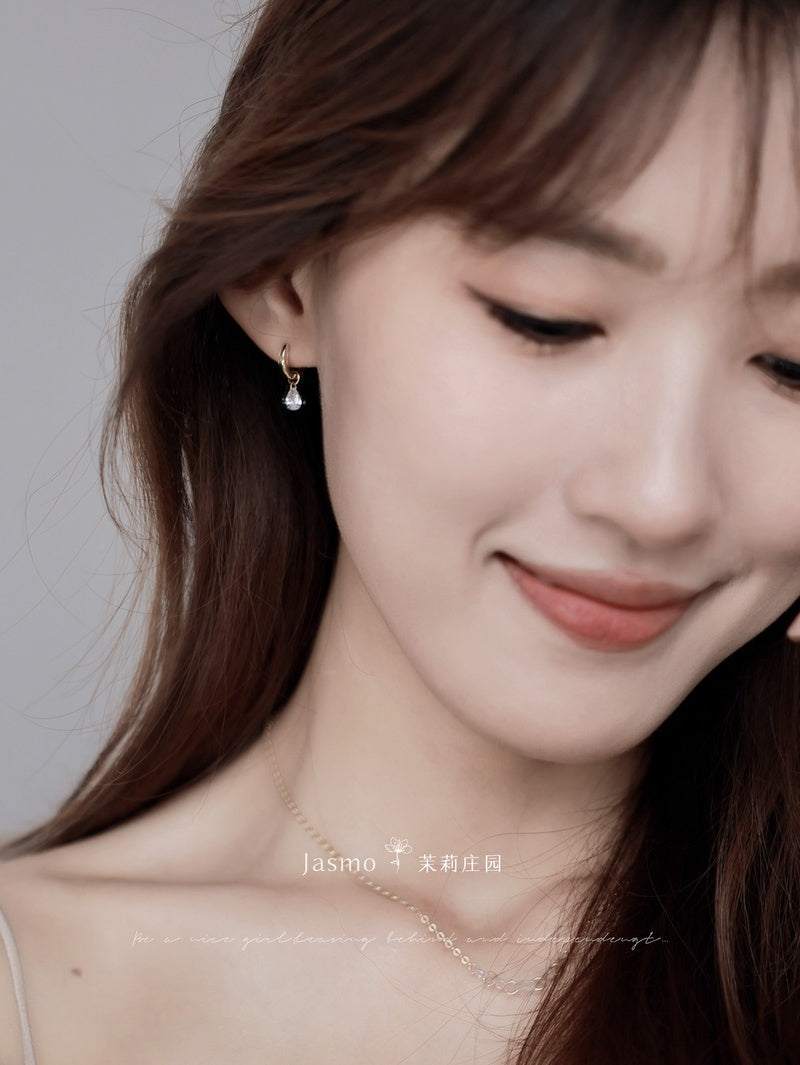 Minimalist Zircon Dangle Huggies Earrings