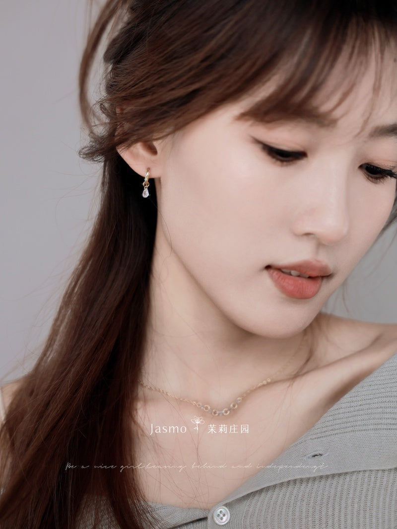 Minimalist Zircon Dangle Huggies Earrings