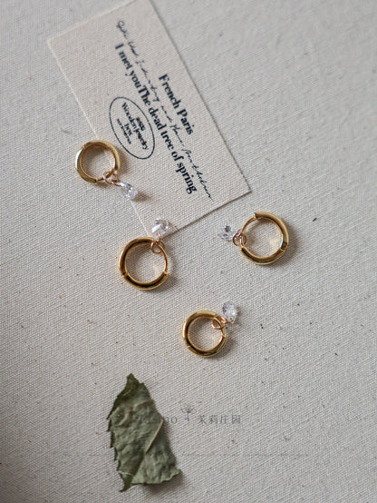 Minimalist Zircon Dangle Huggies Earrings