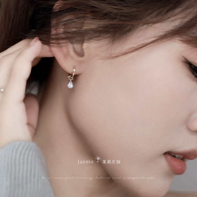 Minimalist Zircon Dangle Huggies Earrings