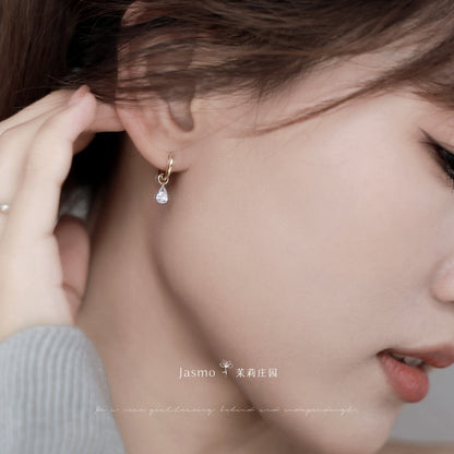 Minimalist Zircon Dangle Huggies Earrings