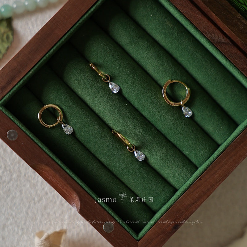 Minimalist Zircon Dangle Huggies Earrings