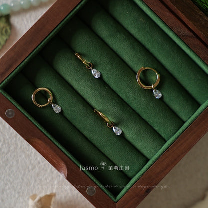 Minimalist Zircon Dangle Huggies Earrings