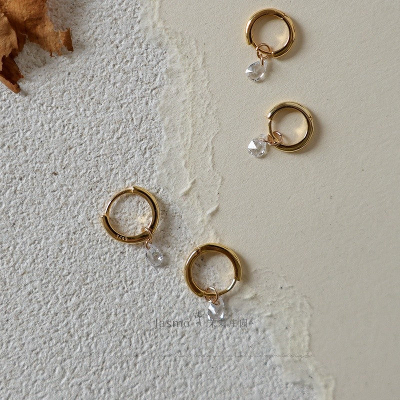 Minimalist Zircon Dangle Huggies Earrings