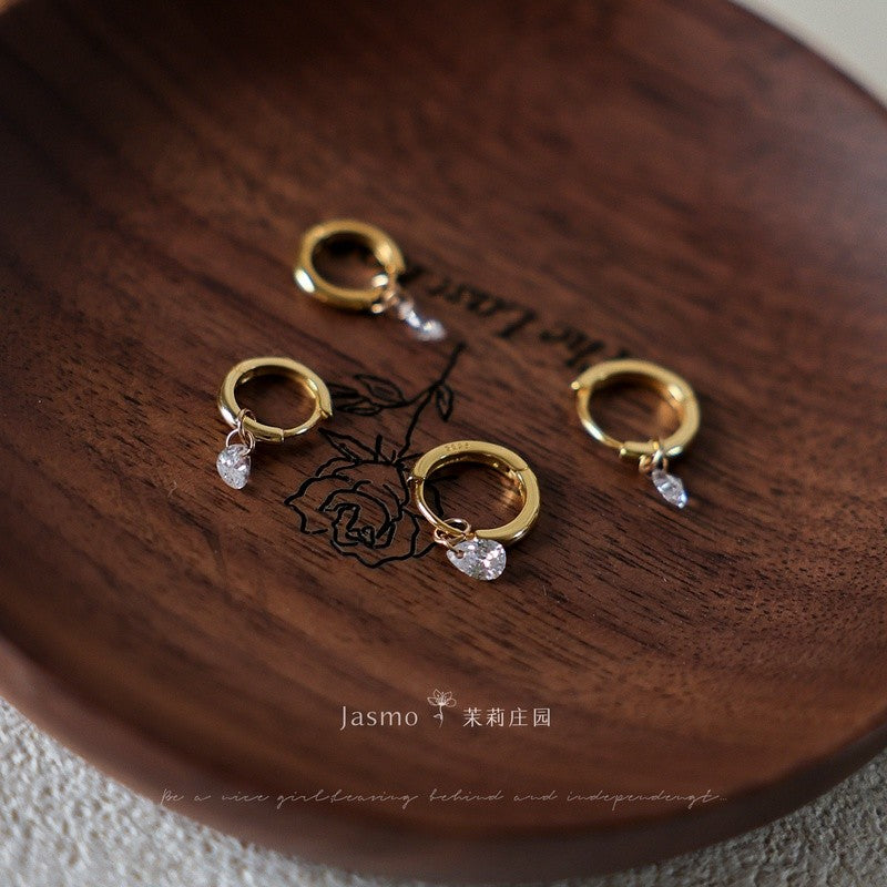 Minimalist Zircon Dangle Huggies Earrings