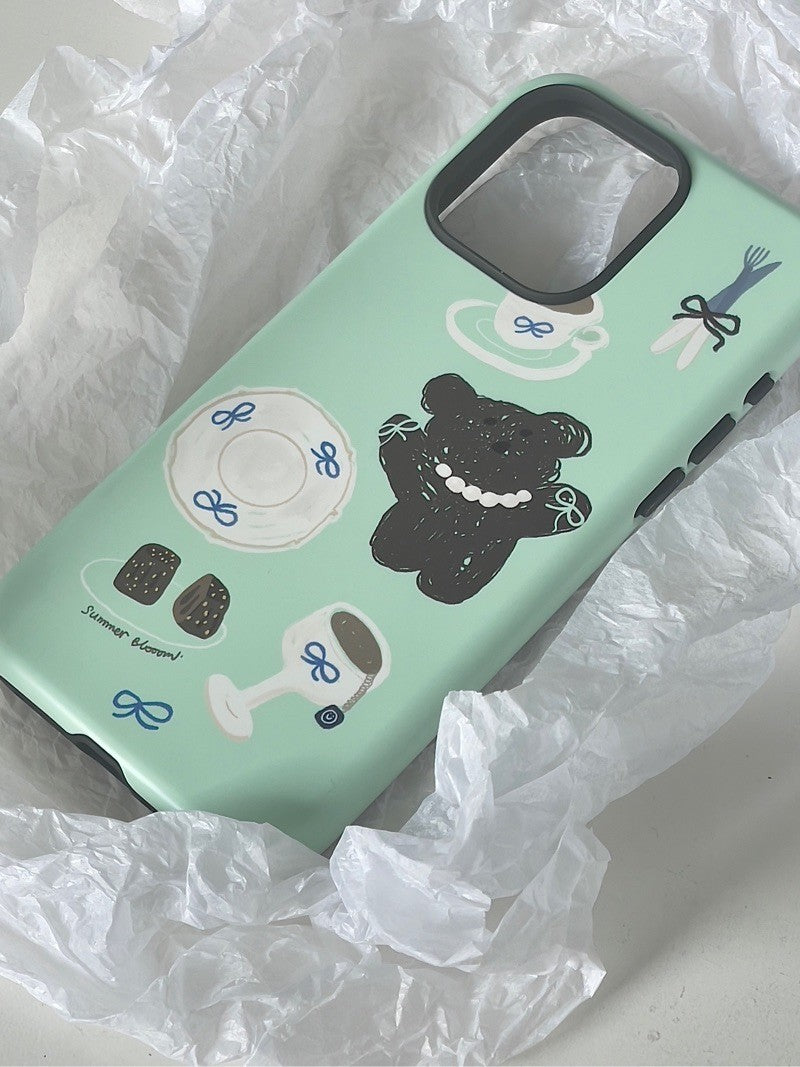 Mint Bear Printed Phone Case