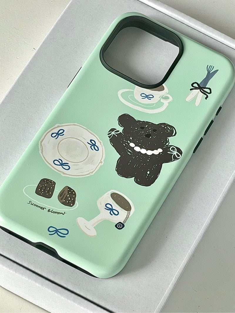 Mint Bear Printed Phone Case