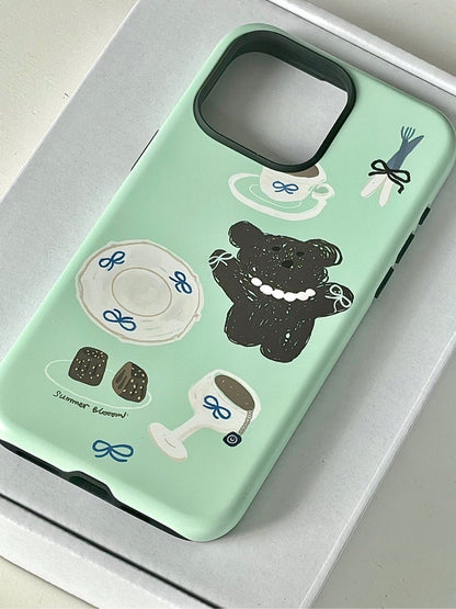Mint Bear Printed Phone Case